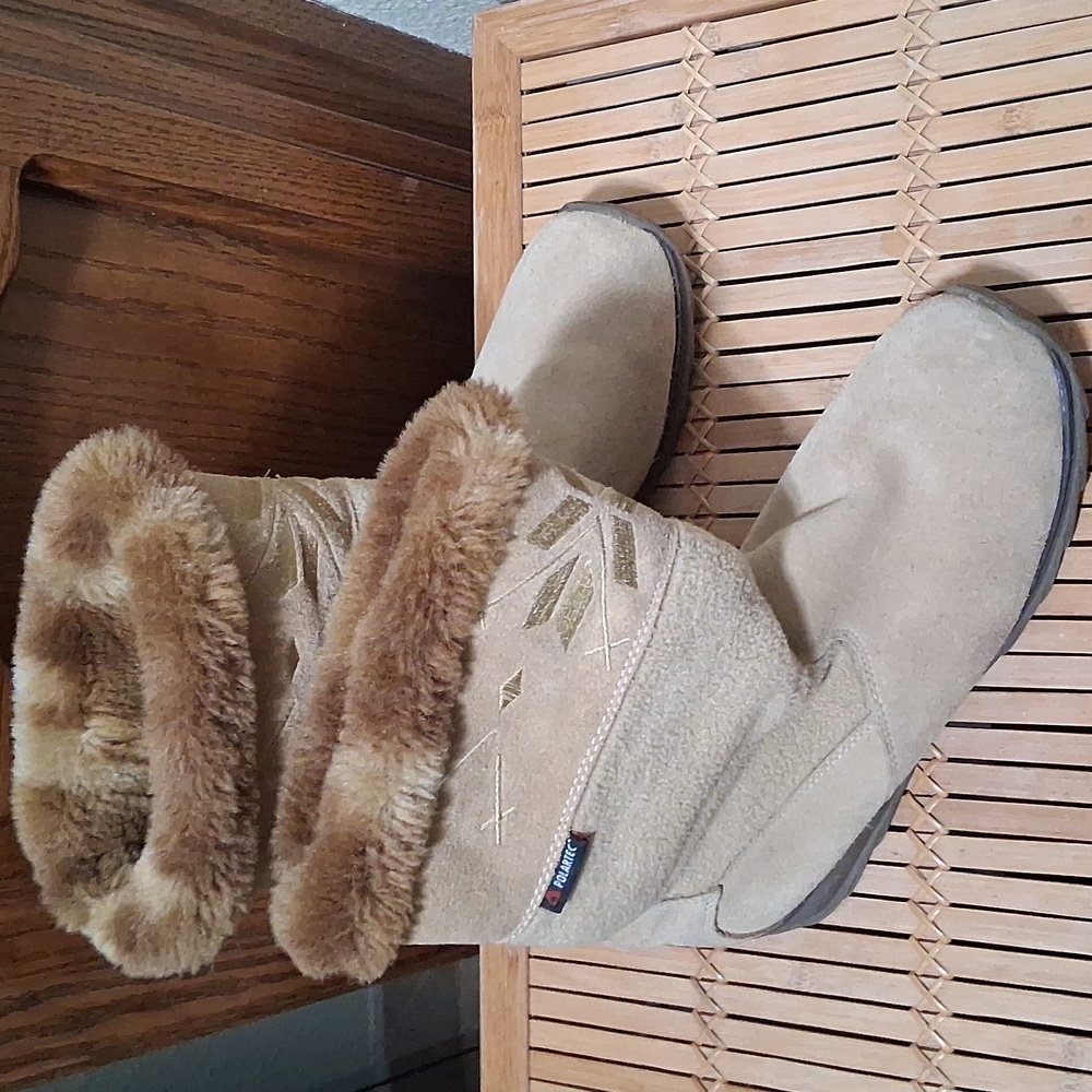 💜👢Sporto Cozy Brown Suede Leather Boots Faux Fur & Fleece Lining Size 8.5